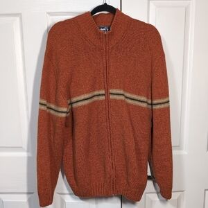 Vintage Lambswool Orange Zip-Up Sweater Men's XL